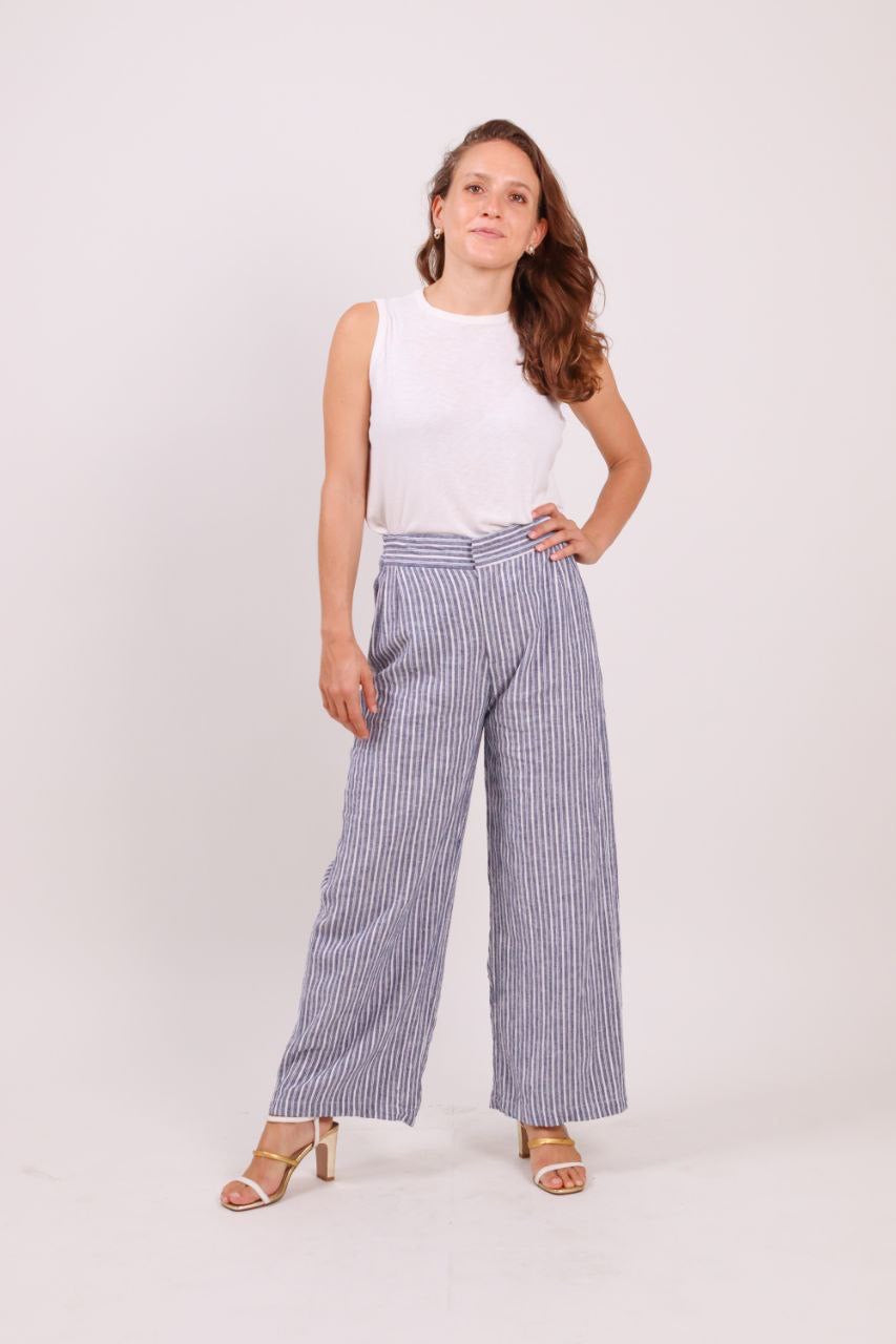 Pantalon Large - Rayé