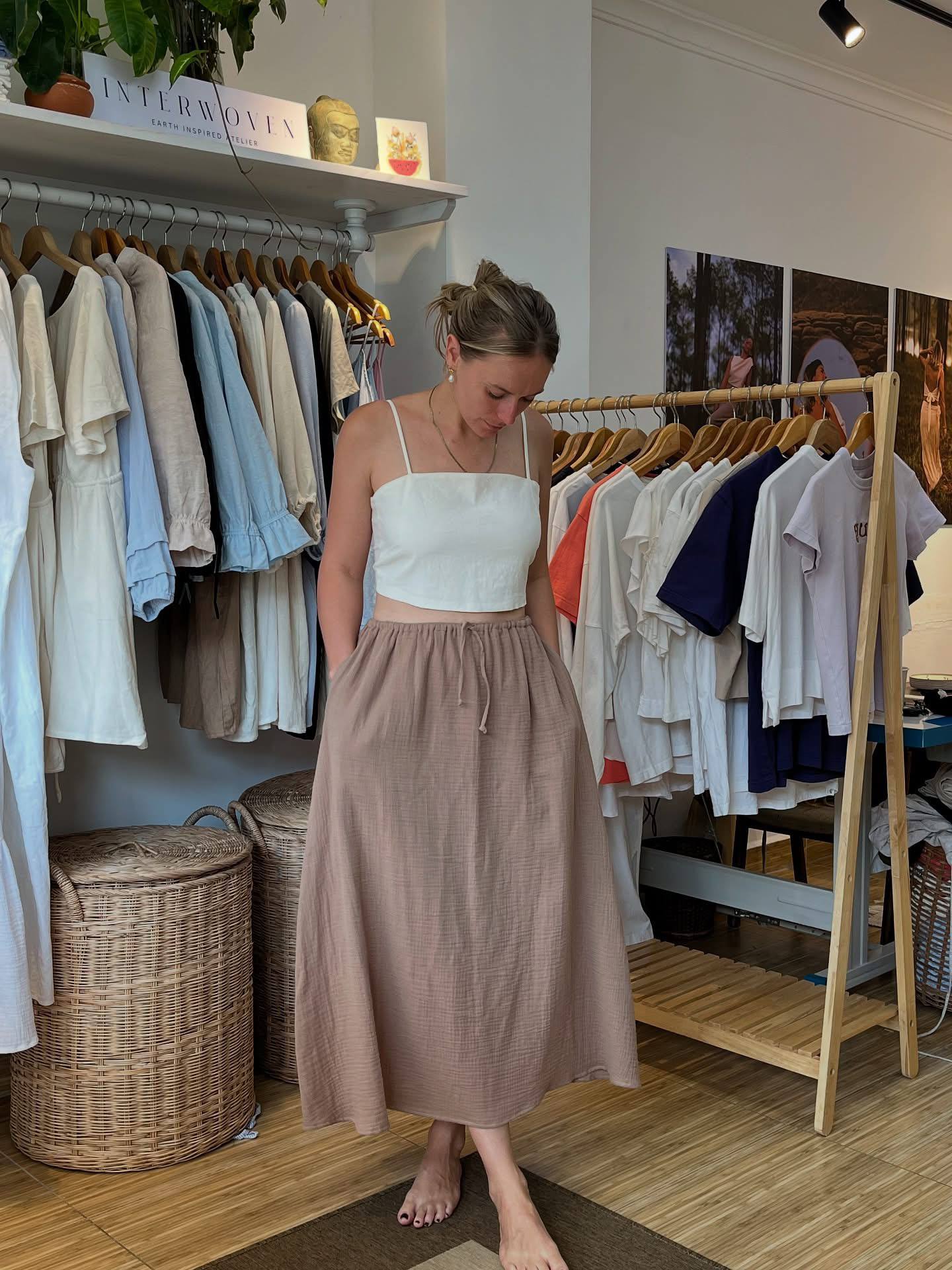 CHEER-MAXI SKIRT-Chocolate Muslin-Size SM