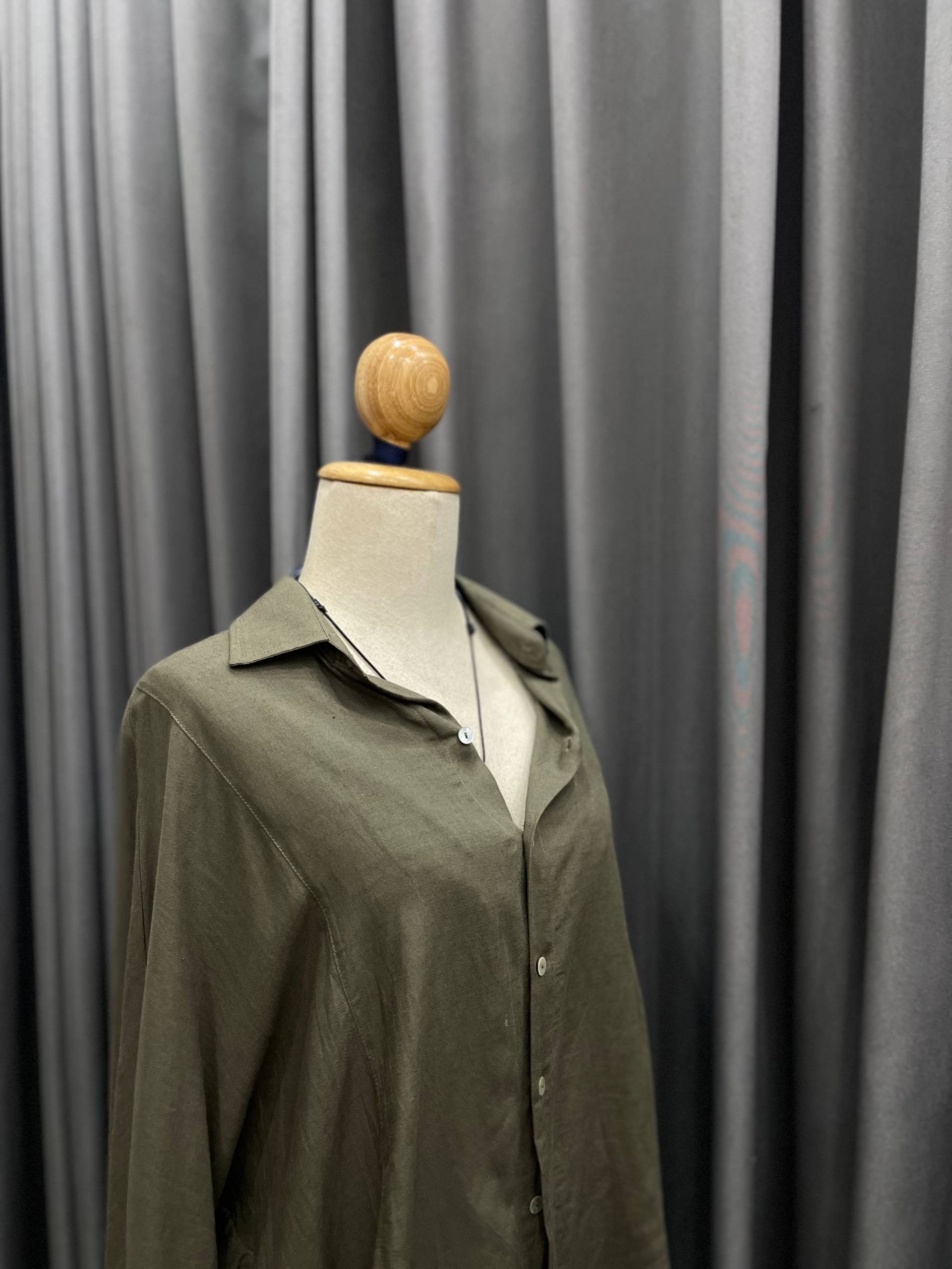 Oversized Boyfriend Shirt-Forest Green Cotton-One Size