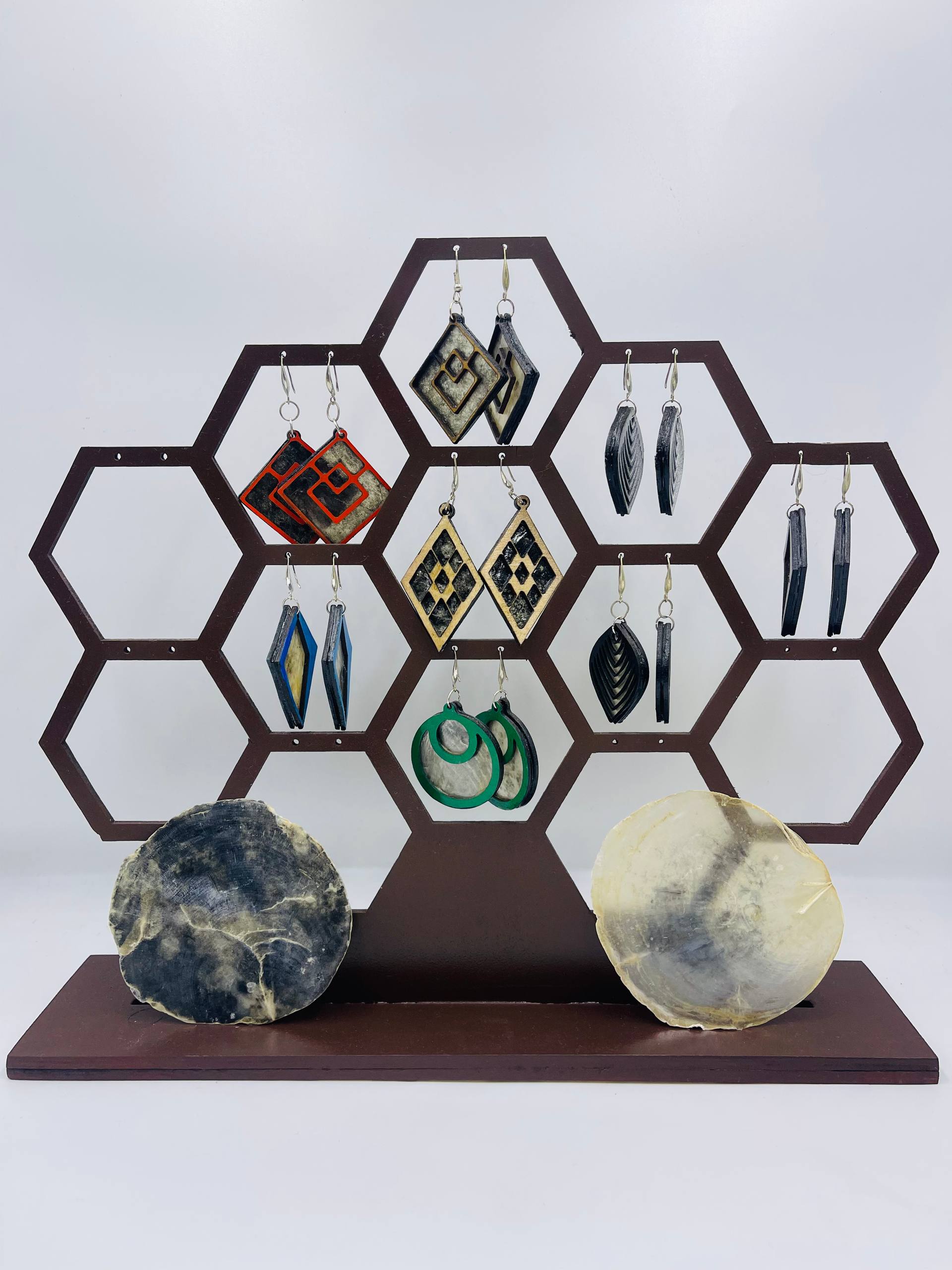 Earrings Shell & Wood