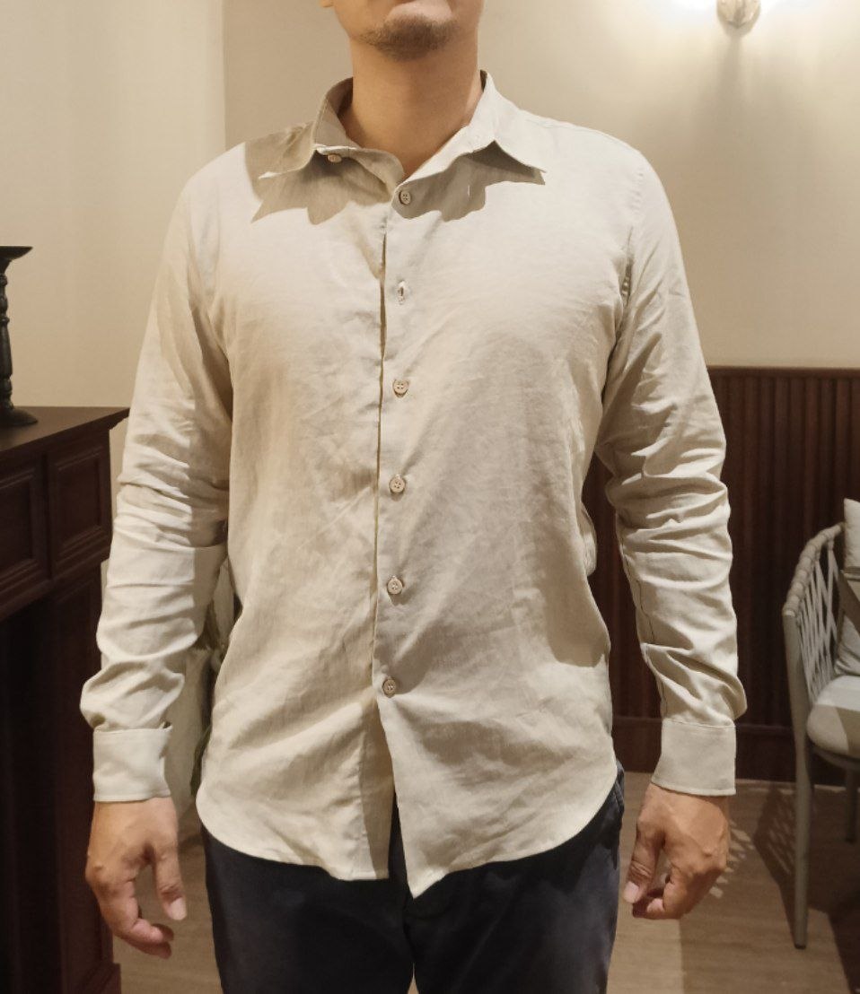 Men's Mandarin Collar Long Sleeve Shirts Size M