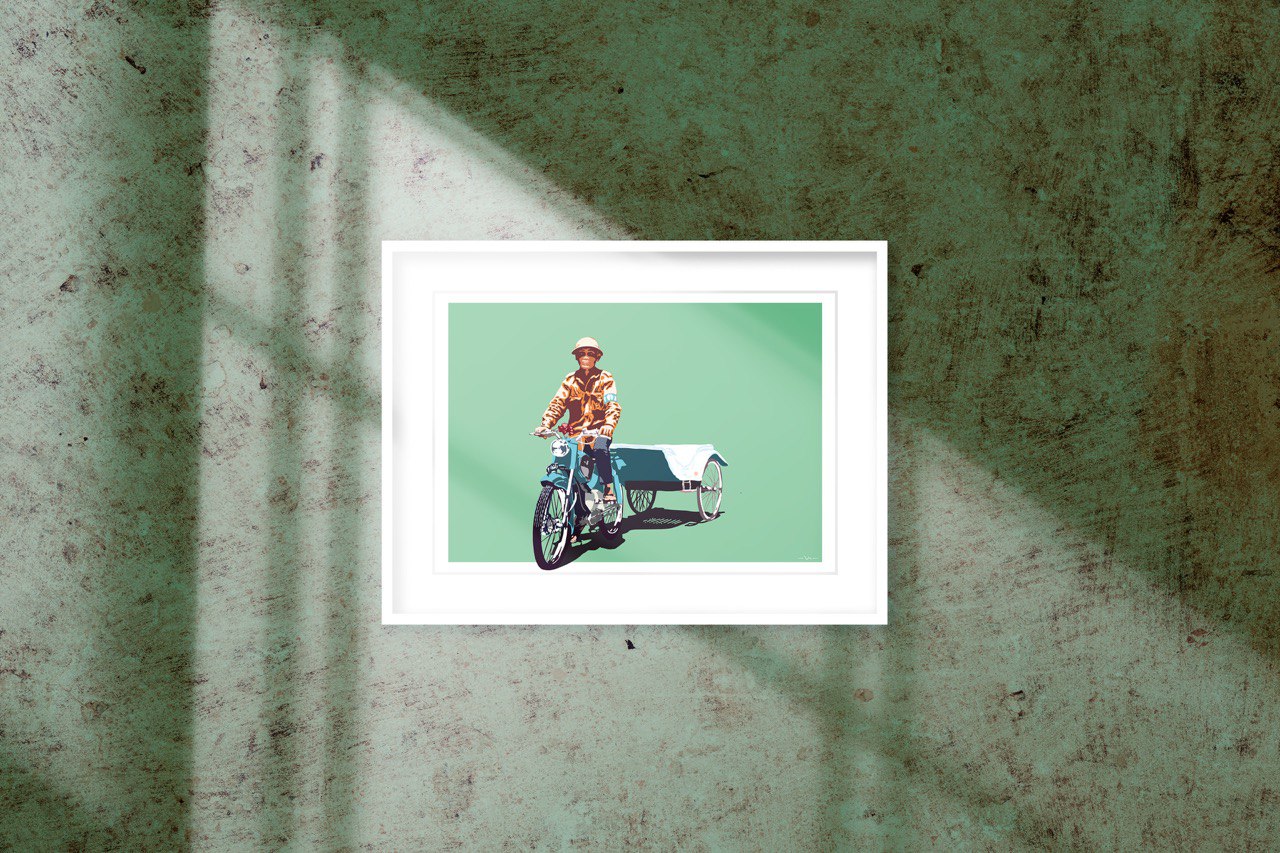 A4 size Art print Blue Tricycle