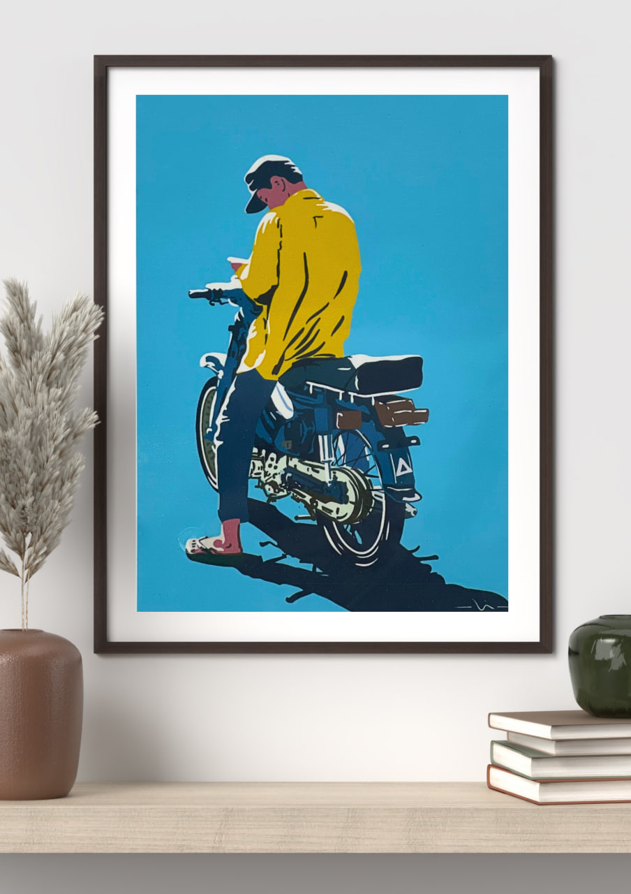 A4 size Art print Guy on the bike