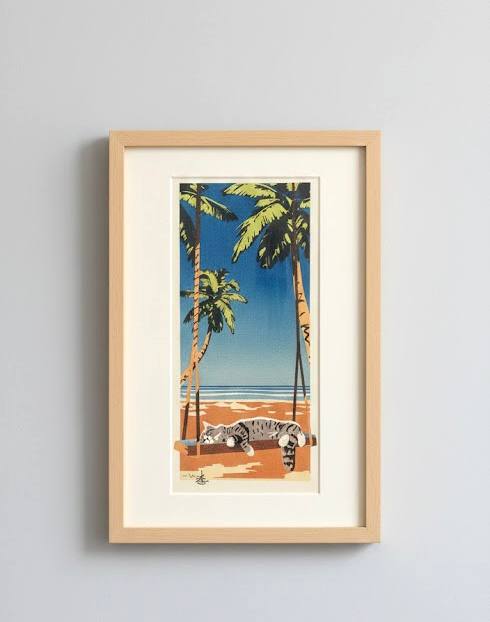 A3 size Art Print Cat on the Beach