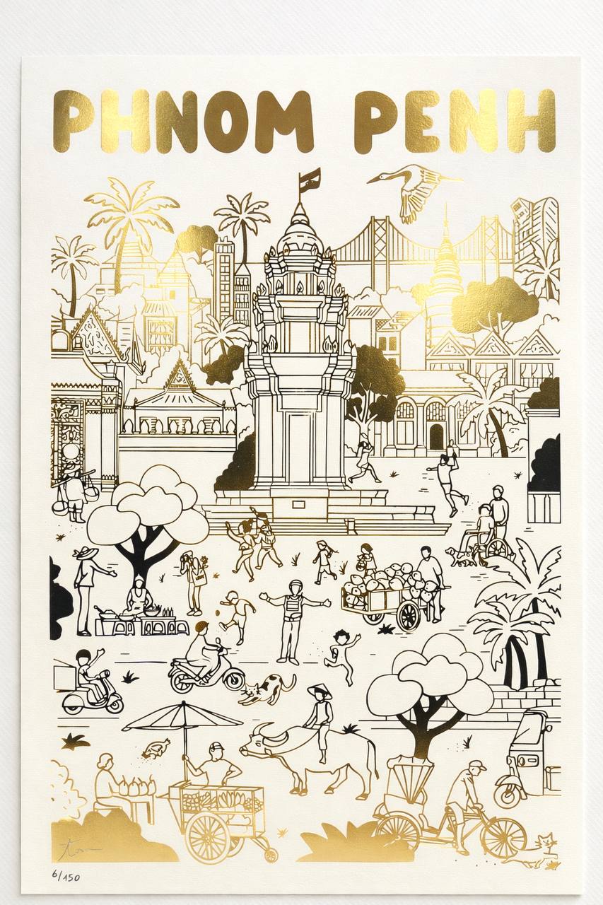 Phnom Penh Print Gold (32x44cm)